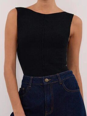 DISSH Owen Black Boat Neck Knit Top Size